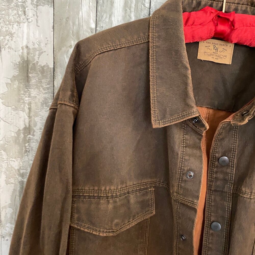Red Head Ranch snap front brown shirt jacket - Picture 2 of 7